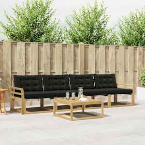 Zunanja garnitura za sedenje 5 pcs Bela in črna 79 x 79 x 37 cm