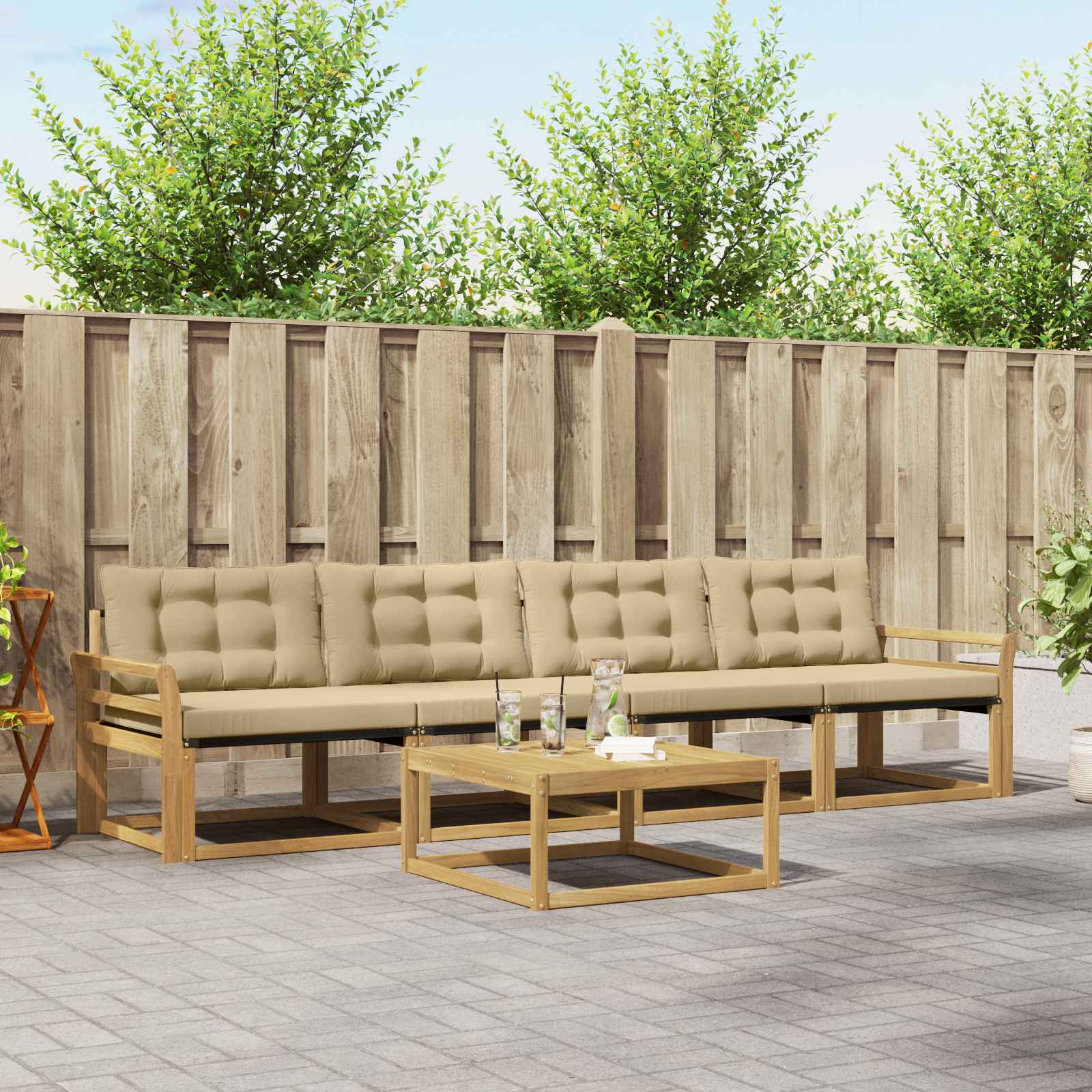 vidaXL Set de canapele de exterior 5 pcs Alb și Bej 79 x 79 x 37 cm