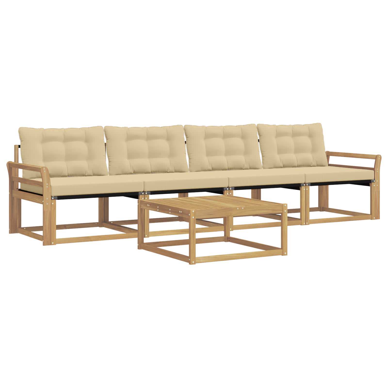 vidaXL Buiten bankenset 5 st 4-zits Wit en Beige, foto 3
