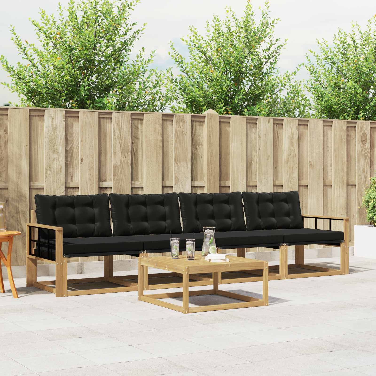 vidaXL Set de canapele de exterior 5 pcs Alb și negru 79 x 79 x 37 cm