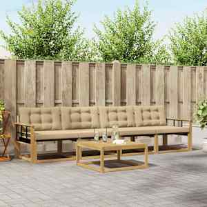 Zunanja garnitura za sedenje 5 pcs Bela in bež 79 x 79 x 37 cm