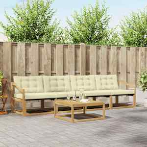 Zunanja garnitura za sedenje 5 pcs Bela in krem 79 x 79 x 37 cm