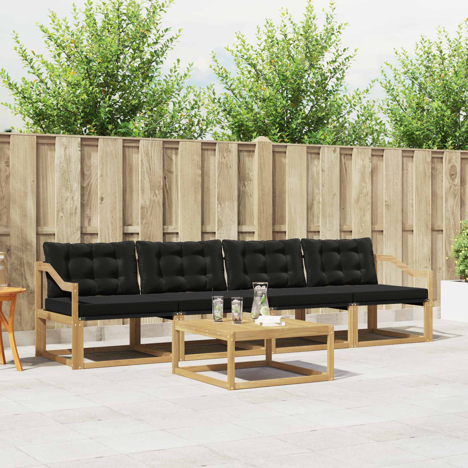 vidaXL Set de canapele de exterior 5 pcs Alb și negru 79 x 79 x 37 cm