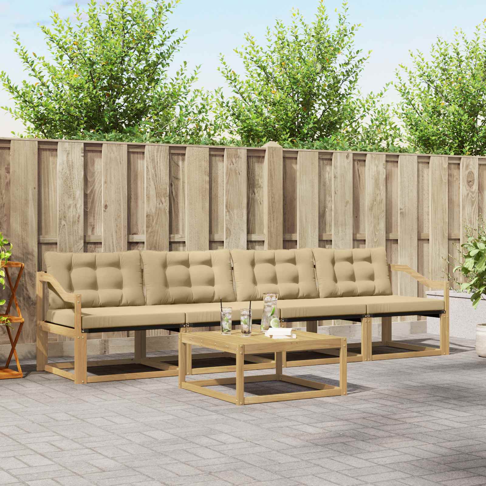 vidaXL Set de canapele de exterior 5 pcs Alb și Bej 79 x 79 x 37 cm