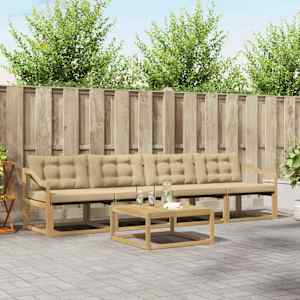 Zunanja garnitura za sedenje 5 pcs Bela in bež 79 x 79 x 37 cm