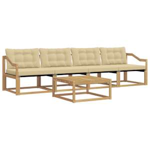 Venkovní pohovková souprava 5 pcs Bílá a béžová 79 x 79 x 37 cm - obrázek 2