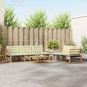 Zunanja garnitura za sedenje 6 pcs Bela in krem 79 x 79 x 37 cm