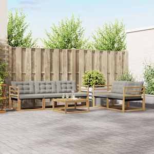 Zunanja garnitura za sedenje 6 pcs Bela in svetlo siva