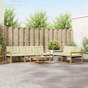 Zunanja garnitura za sedenje 6 pcs Bela in krem 79 x 79 x 37 cm