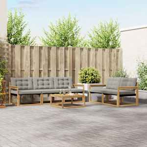 Zunanja garnitura za sedenje 6 pcs Bela in svetlo siva