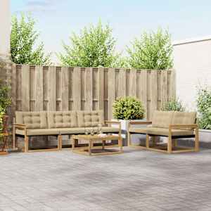Zunanja garnitura za sedenje 6 pcs Bela in bež 79 x 79 x 37 cm