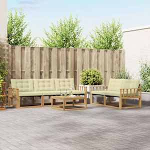 Zunanja garnitura za sedenje 6 pcs Bela in krem 79 x 79 x 37 cm