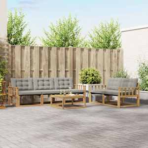 Zunanja garnitura za sedenje 6 pcs Bela in svetlo siva