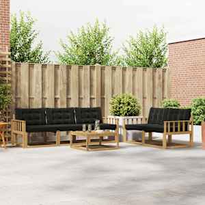 Zunanja garnitura za sedenje 6 pcs Bela in črna 79 x 79 x 37 cm