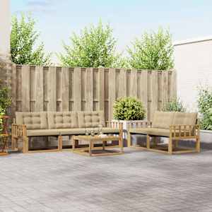 Zunanja garnitura za sedenje 6 pcs Bela in bež 79 x 79 x 37 cm