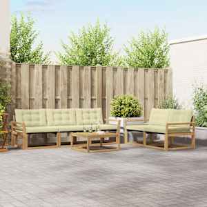 Zunanja garnitura za sedenje 6 pcs Bela in krem 79 x 79 x 37 cm