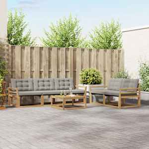 Zunanja garnitura za sedenje 6 pcs Bela in svetlo siva