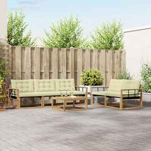 Zunanja garnitura za sedenje 6 pcs Bela in krem 79 x 79 x 37 cm