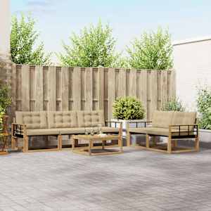Zunanja garnitura za sedenje 6 pcs Bela in bež 79 x 79 x 37 cm