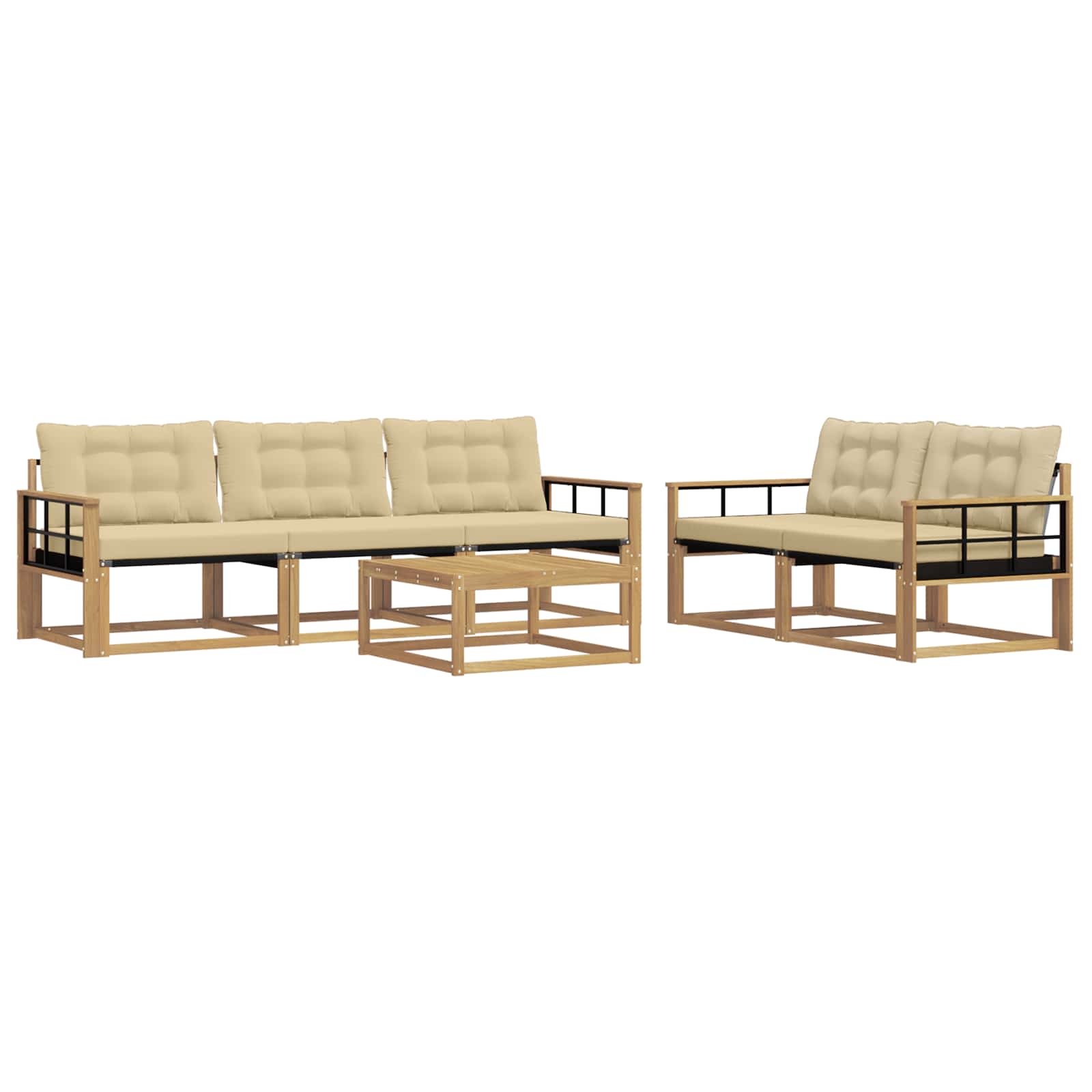 vidaXL Buiten bankenset 6 st Wit en Beige, foto 3