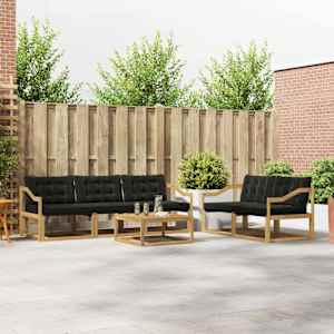 Zunanja garnitura za sedenje 6 pcs Bela in črna 79 x 79 x 37 cm