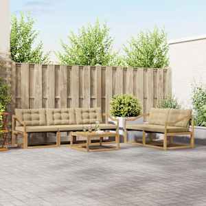 Zunanja garnitura za sedenje 6 pcs Bela in bež 79 x 79 x 37 cm