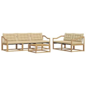 Venkovní pohovková souprava 6 pcs Bílá a béžová 79 x 79 x 37 cm - obrázek 2