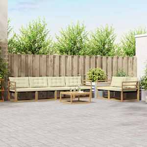 Zunanja garnitura za sedenje 7 pcs Bela in krem 79 x 79 x 37 cm