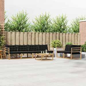 Zunanja garnitura za sedenje 7 pcs Bela in črna 79 x 79 x 37 cm