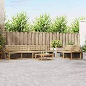 Zunanja garnitura za sedenje 7 pcs Bela in bež 79 x 79 x 37 cm