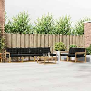 Zunanja garnitura za sedenje 7 pcs Bela in črna 79 x 79 x 37 cm