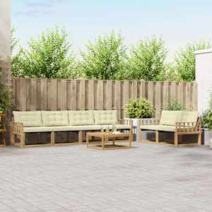 Zunanja garnitura za sedenje 7 pcs Bela in krem 79 x 79 x 37 cm