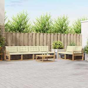 Zunanja garnitura za sedenje 7 pcs Bela in krem 79 x 79 x 37 cm