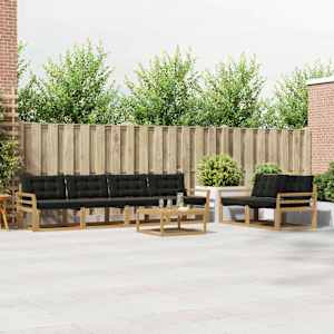 Zunanja garnitura za sedenje 7 pcs Bela in črna 79 x 79 x 37 cm