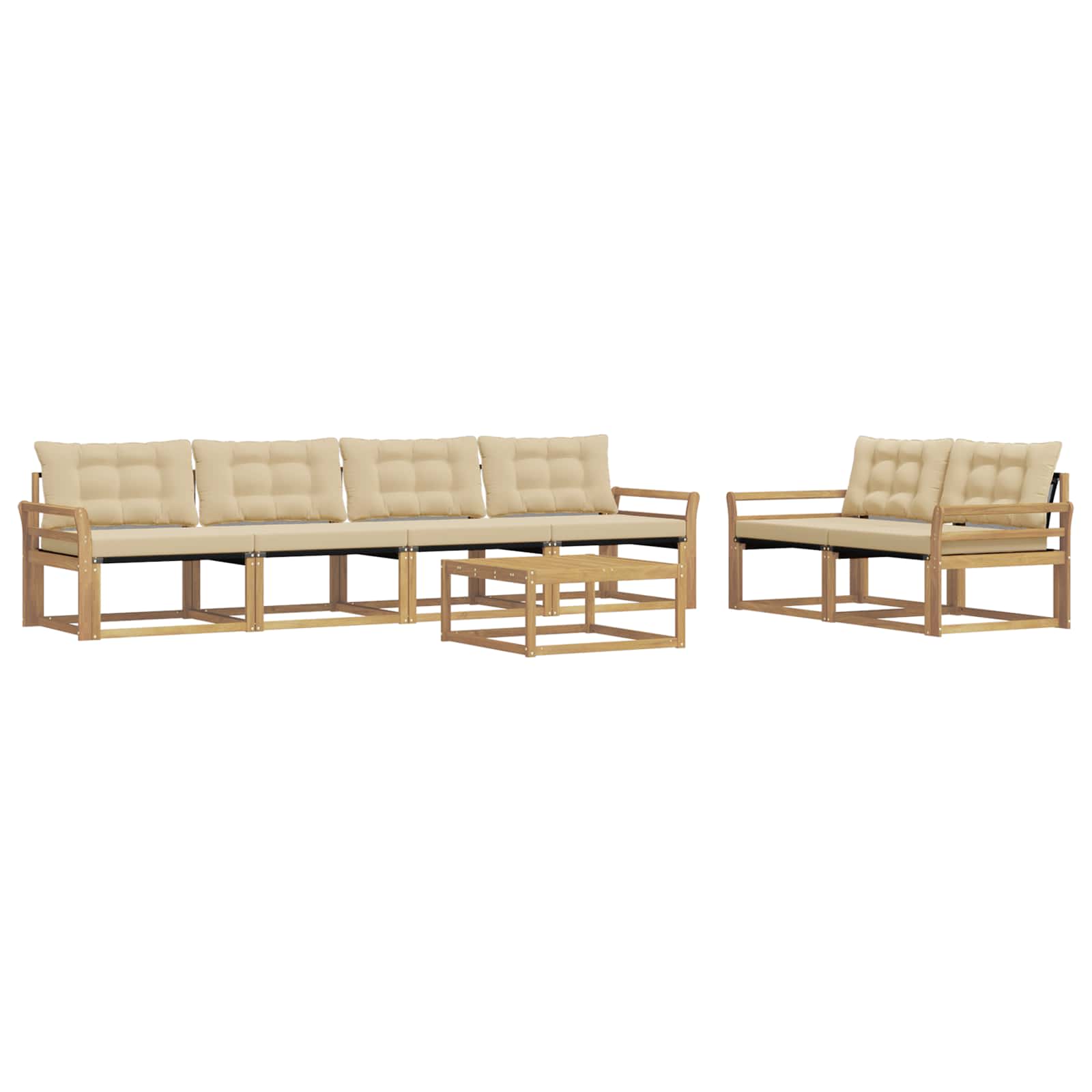 vidaXL Buiten bankenset 7 st 6-zits Wit en Beige, foto 3