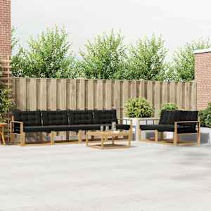 Zunanja garnitura za sedenje 7 pcs Bela in črna 79 x 79 x 37 cm