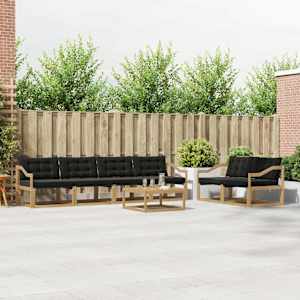 Zunanja garnitura za sedenje 7 pcs Bela in črna 79 x 79 x 37 cm