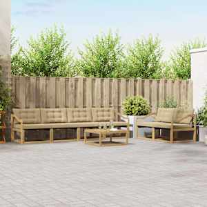 Zunanja garnitura za sedenje 7 pcs Bela in bež 79 x 79 x 37 cm