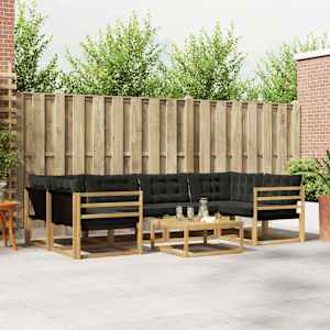 Zunanja garnitura za sedenje 7 pcs Bela in črna 79 x 79 x 37 cm