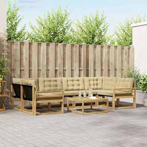 Zunanja garnitura za sedenje 7 pcs Bela in bež 79 x 79 x 37 cm