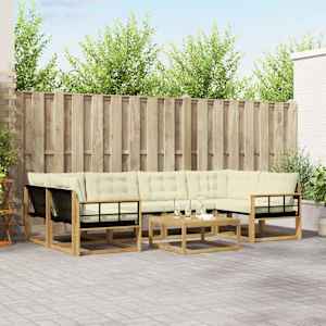 Zunanja garnitura za sedenje 7 pcs Bela in krem 79 x 79 x 37 cm