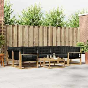 Zunanja garnitura za sedenje 7 pcs Bela in črna 79 x 79 x 37 cm