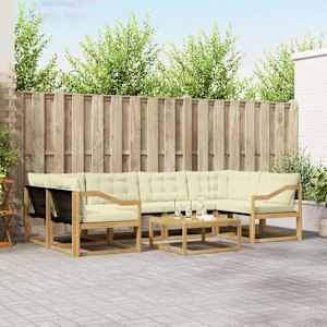 Zunanja garnitura za sedenje 7 pcs Bela in krem 79 x 79 x 37 cm