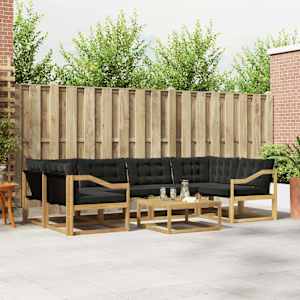 Zunanja garnitura za sedenje 7 pcs Bela in črna 79 x 79 x 37 cm