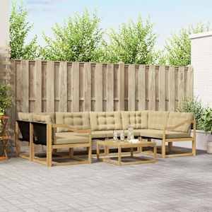 Zunanja garnitura za sedenje 7 pcs Bela in bež 79 x 79 x 37 cm