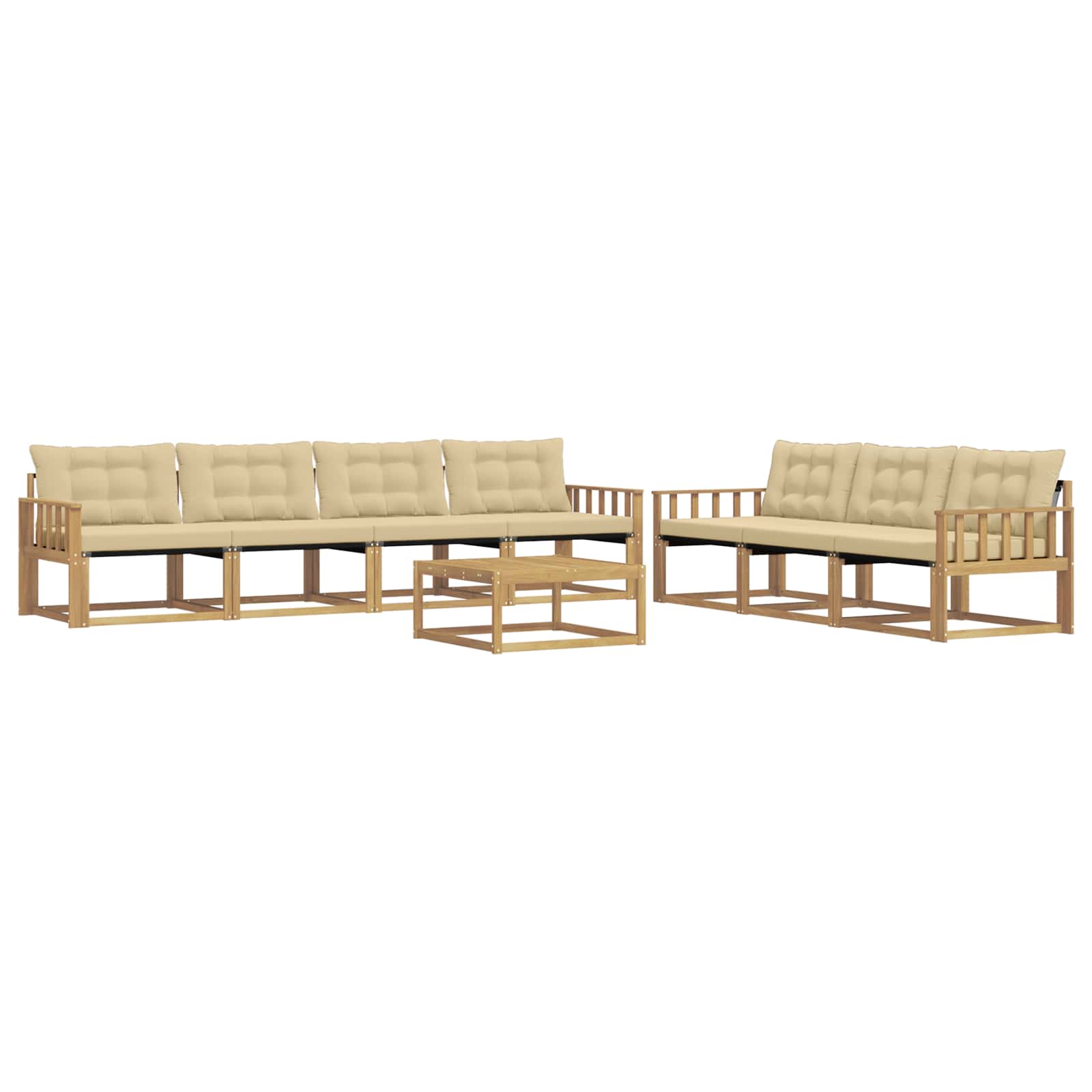 vidaXL Buiten bankenset 8 st 7-zits Wit en Beige, foto 3