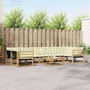 Zunanja garnitura za sedenje 8 pcs Bela in krem 79 x 79 x 37 cm