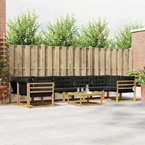 Zunanja garnitura za sedenje 8 pcs Bela in črna 79 x 79 x 37 cm