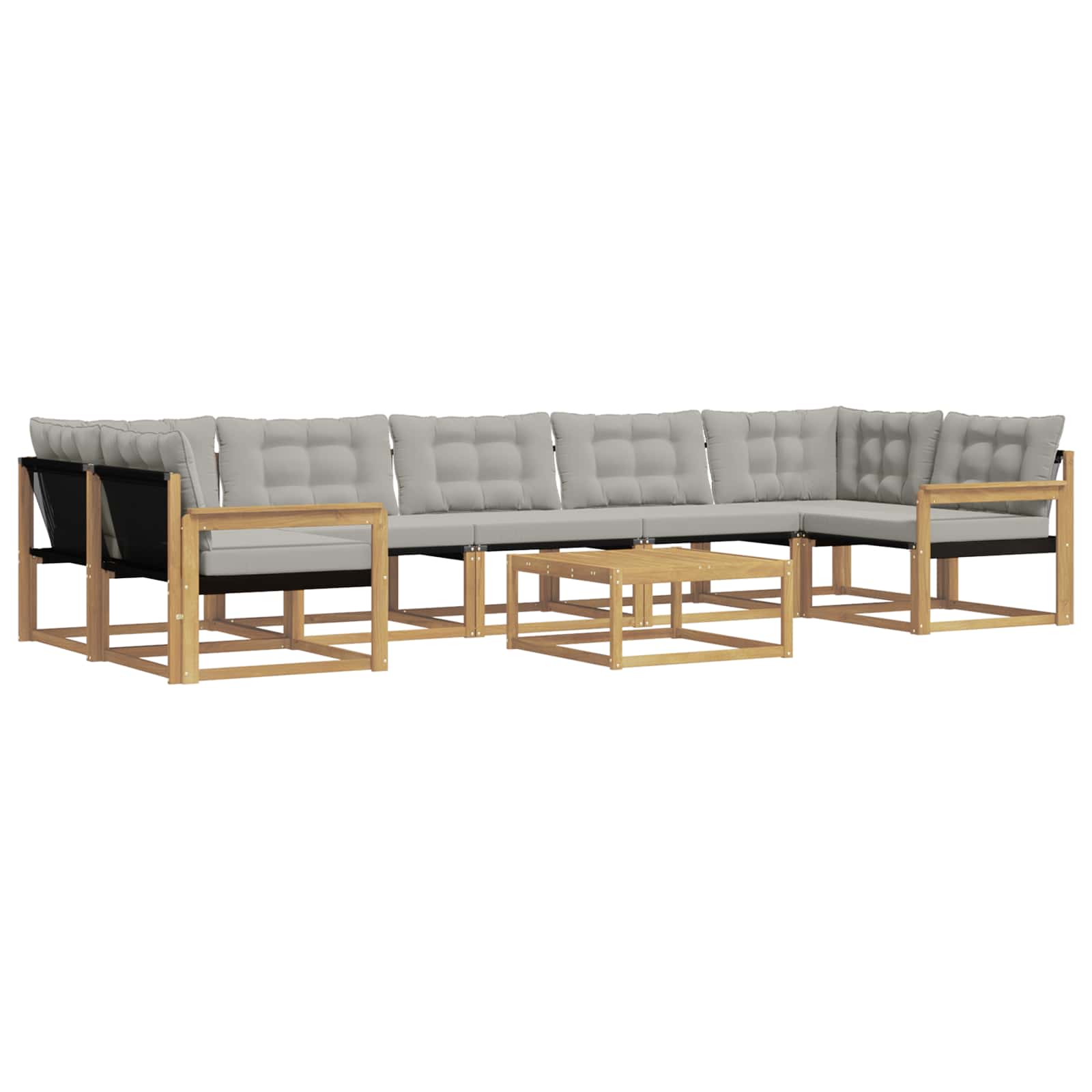 Zunanja garnitura za sedenje 8 pcs Bela in svetlo siva - slika 2