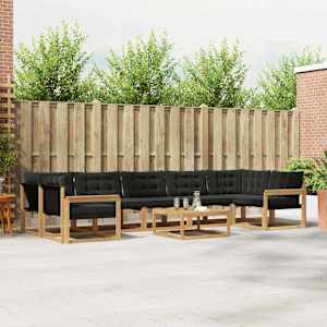 Zunanja garnitura za sedenje 8 pcs Bela in črna 79 x 79 x 37 cm